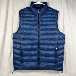 Polo Ralph Lauren Puffer Vest Mens Medium Blue Water-Repellent Terra Packable